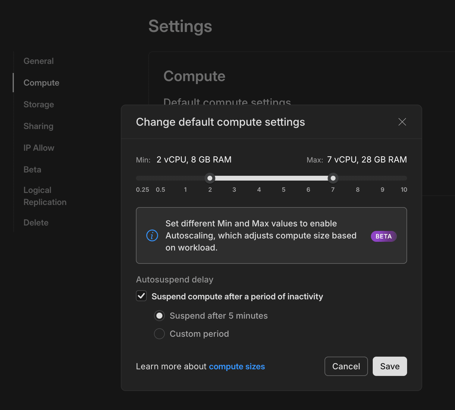 Edit autoscaling defaults